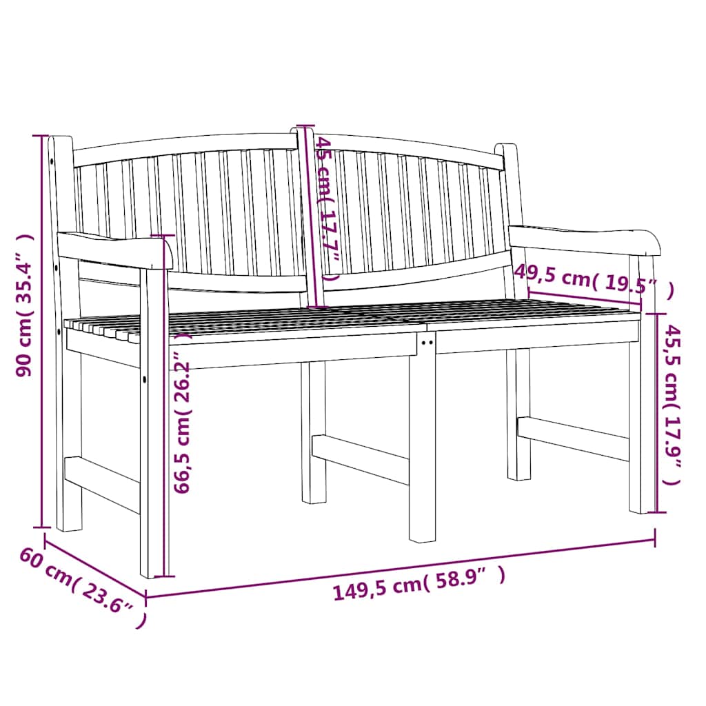 Gartenbank 114x59x87 cm Massivholz Teak