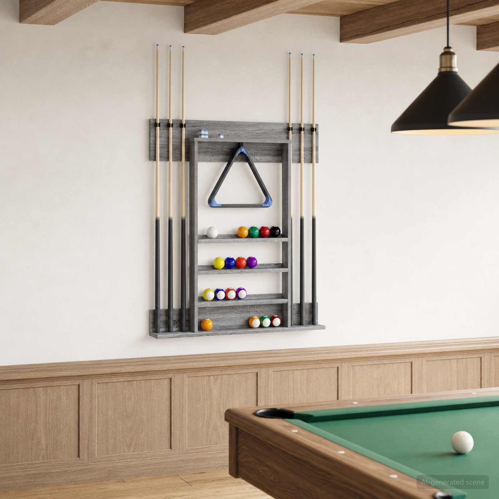 Billardqueue-Ständer Holzwerkstoff 93 x 12 x 103 cm Weiß