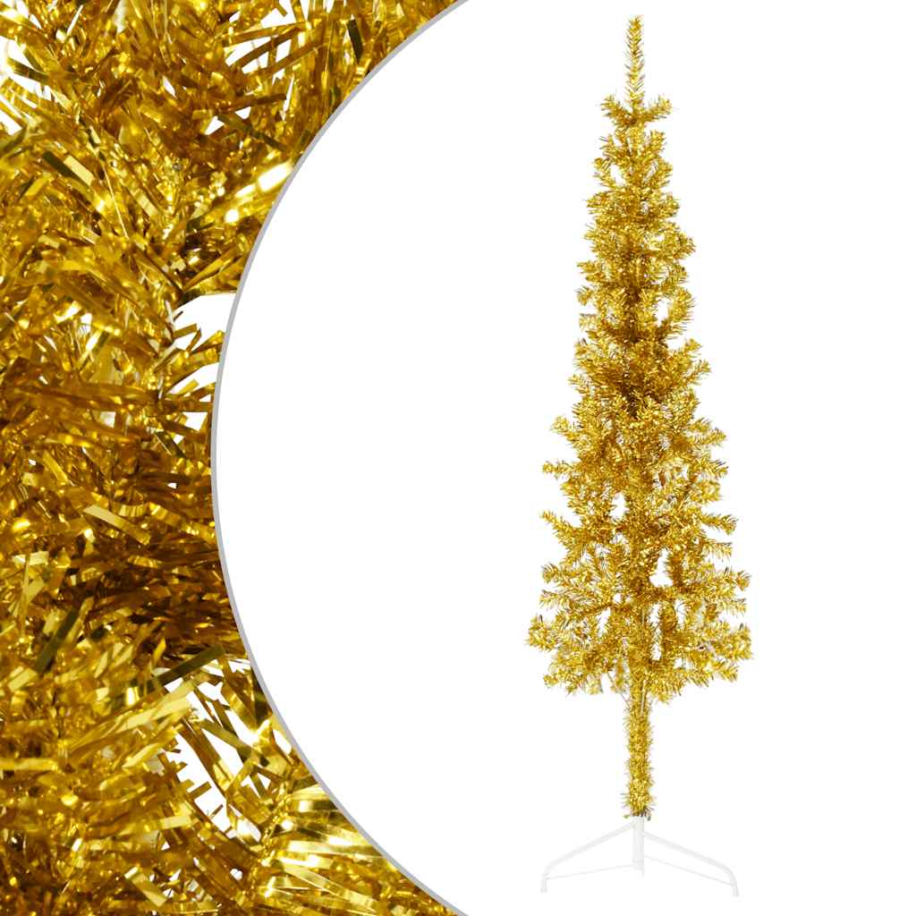 Künstlicher Halb-Weihnachtsbaum mit Ständer Schlank Weiß 180 cm