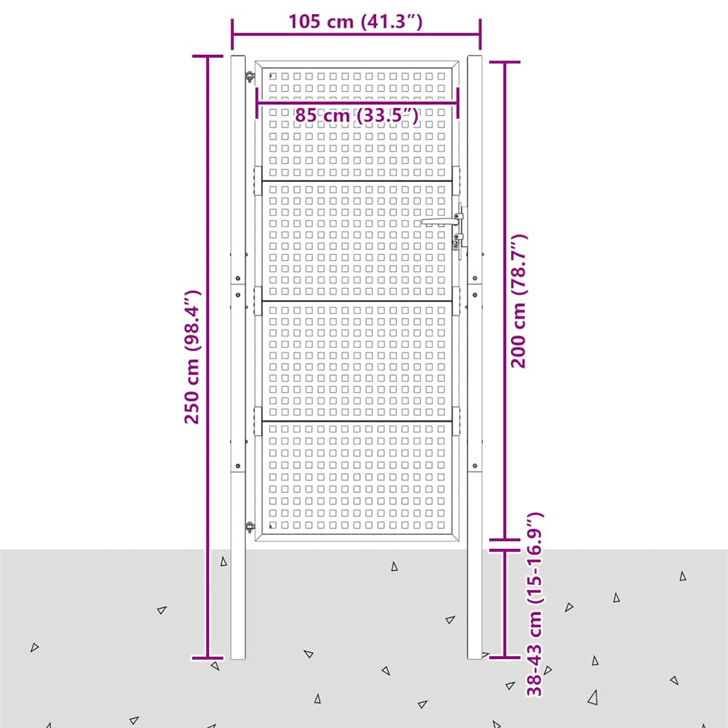 Gartentor Anthrazit 100x75 cm Stahl