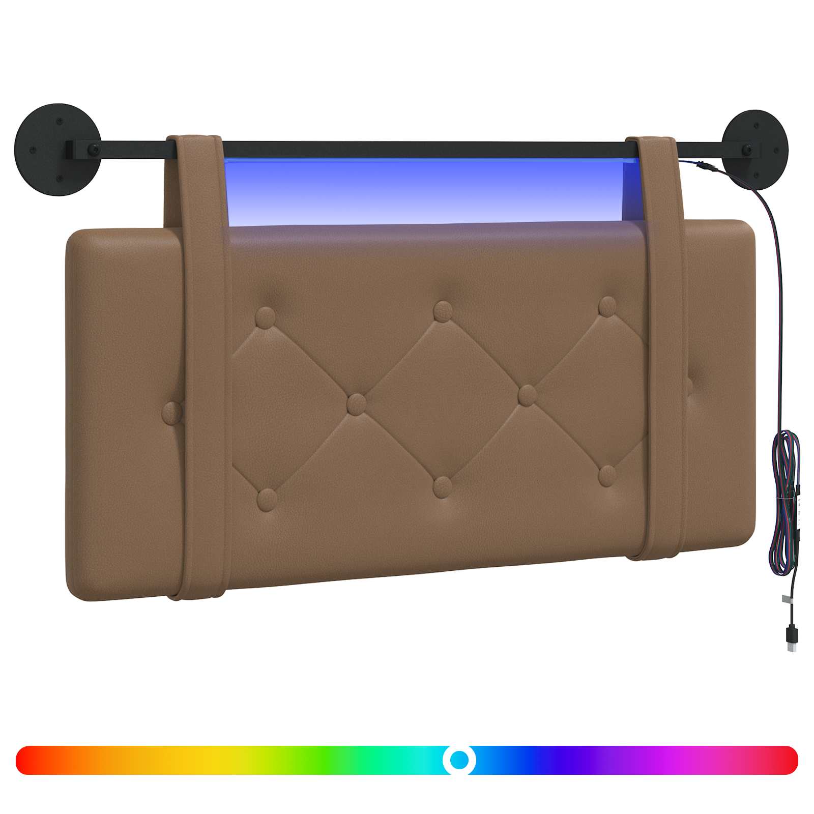 Hängendes Kopfteil Mit LED Licht Creme Kunstleder