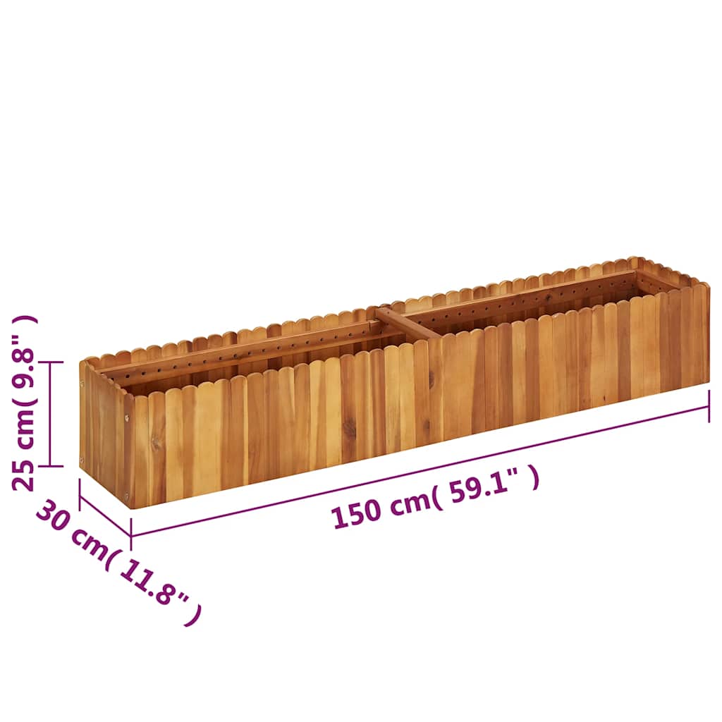 Garten-Hochbeet 50 x 30 x 25 cm Massivholz Akazie