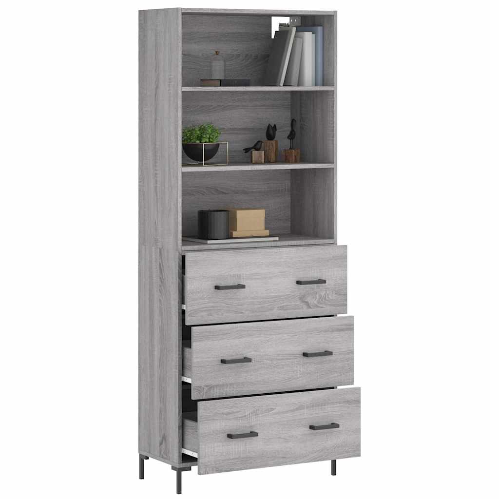 Highboard Hochglanz-Weiß 69,5x34x180 cm Holzwerkstoff