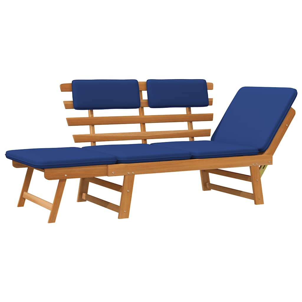 Gartenbank mit Auflagen 2-in-1 190 cm Grau Massivholz Akazie
