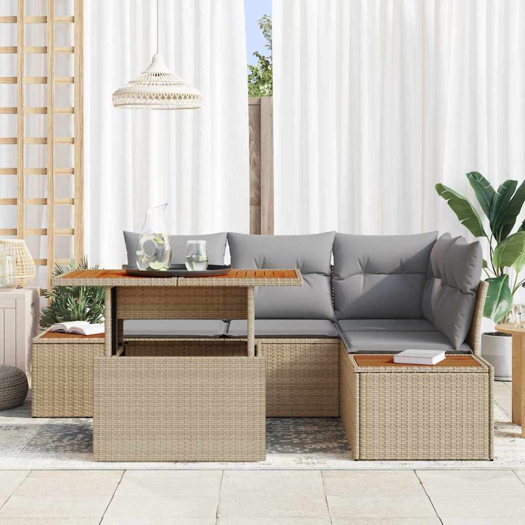 Garten Essgruppe mit Kissen 5 pcs Schwarz und Beige