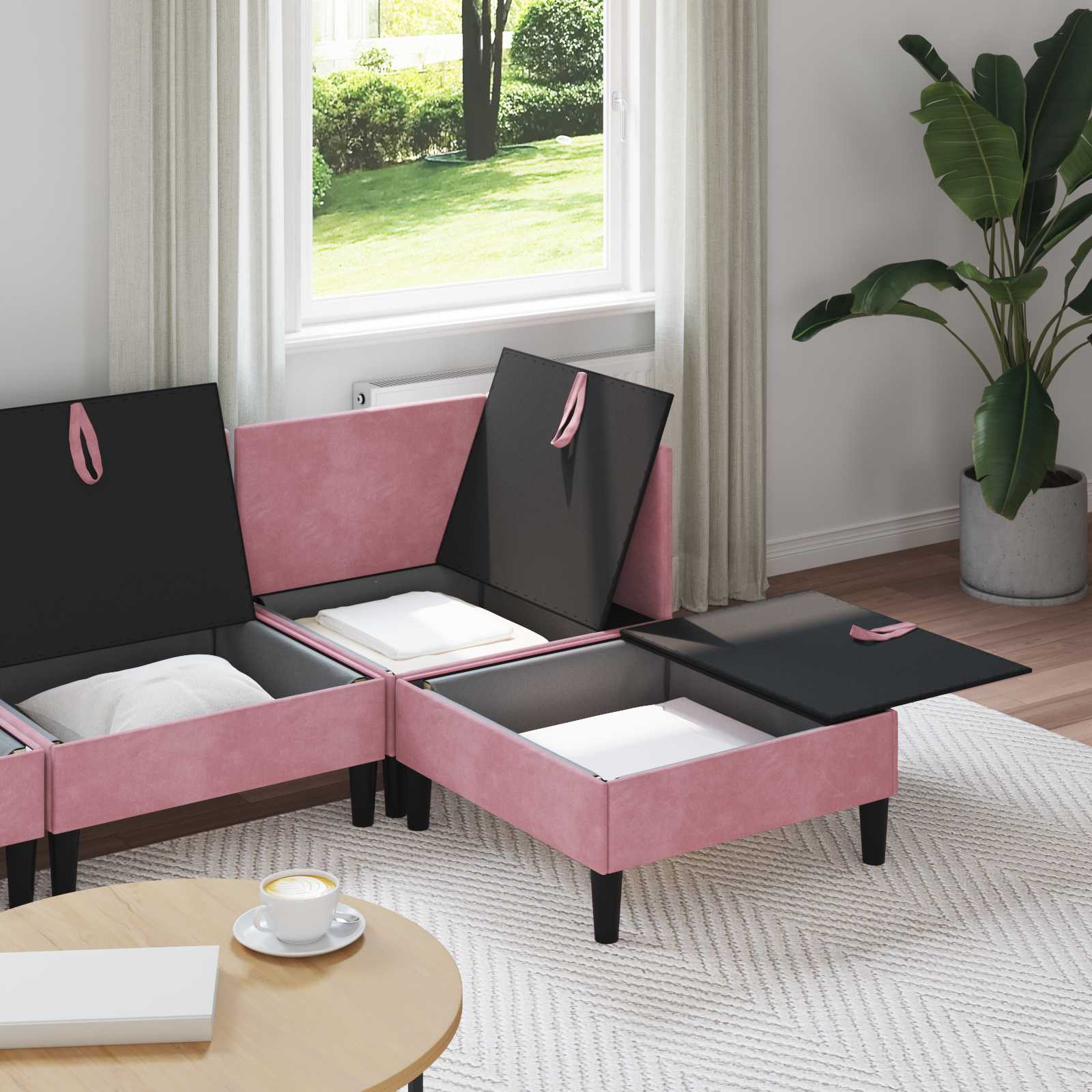 Wohnzimmergarnitur mit Kissen mit Speicher 3 pcs Hellgrau Samt