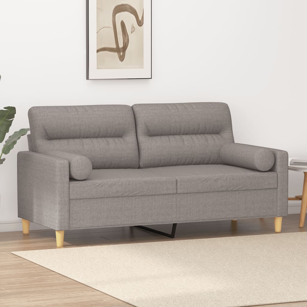 2-Sitzer-Sofa mit Zierkissen Braun 120 cm Stoff