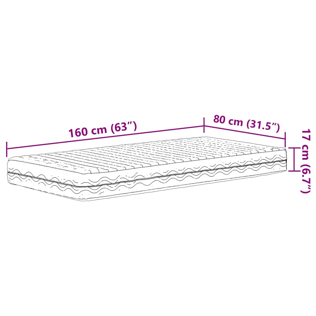 Schaumstoffmatratze Weiß 80x200 cm Härtegrad H2 H3