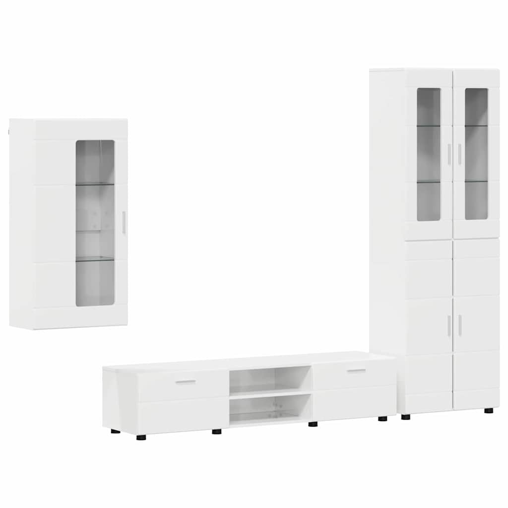 Highboard mit Regal FLORIN Weiß 60 x 35 x 182 cm Holzwerkstoff