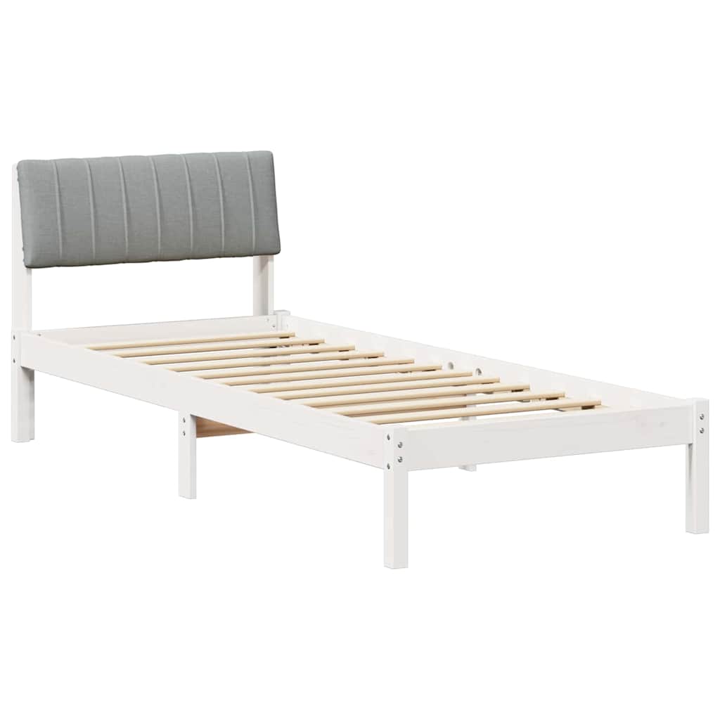Bettgestell Braun und hellgrau 200 x 200 cm Massivholz Kiefer