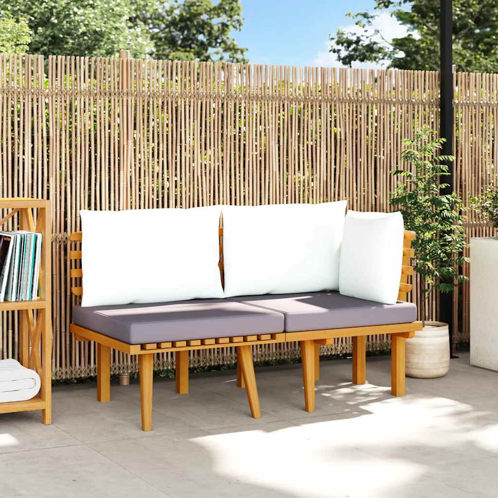 2-Sitzer-Gartensofa mit Kissen Massivholz Akazie
