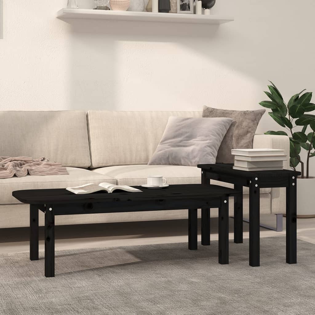 2-tlg. Couchtisch-Set Massivholz Kiefer