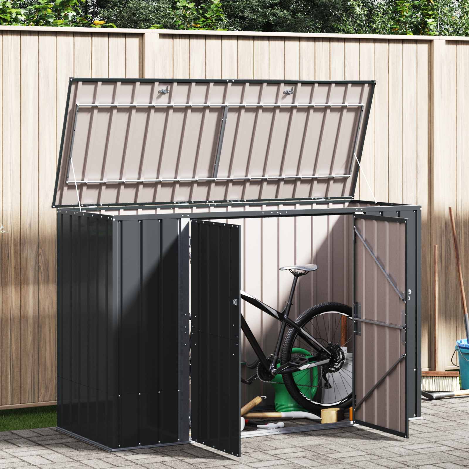 Gartenlagerbox Schwarz 151,5 x 82 x 110,5 cm Stahl