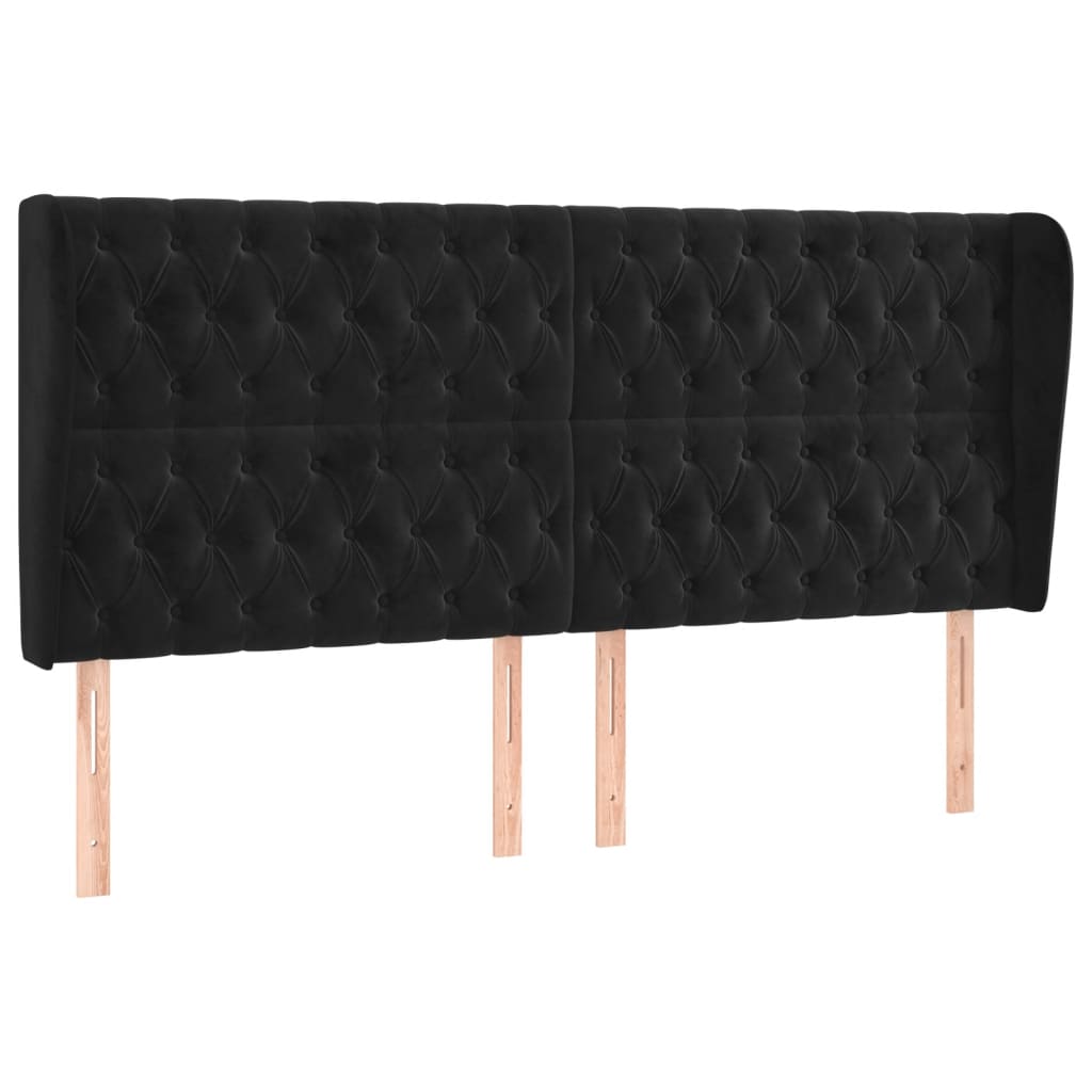 Kopfteil mit Ohren Dunkelblau 93x23x78/88 cm Samt