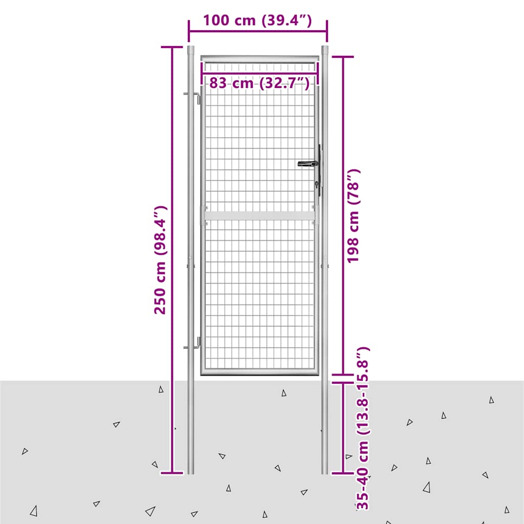 Gartentor verzinkter Stahl 100 x 75 cm Silber