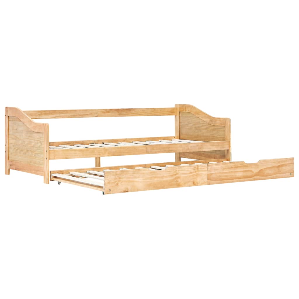 Ausziehsofa Bettgestell Weiß Kiefernholz 90×200 cm