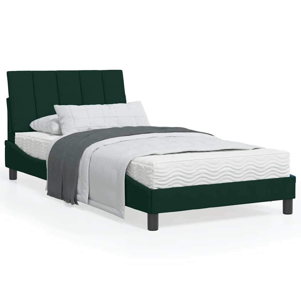 Bett mit Matratze "Hanko" Hellgrau 80x200 cm Samt