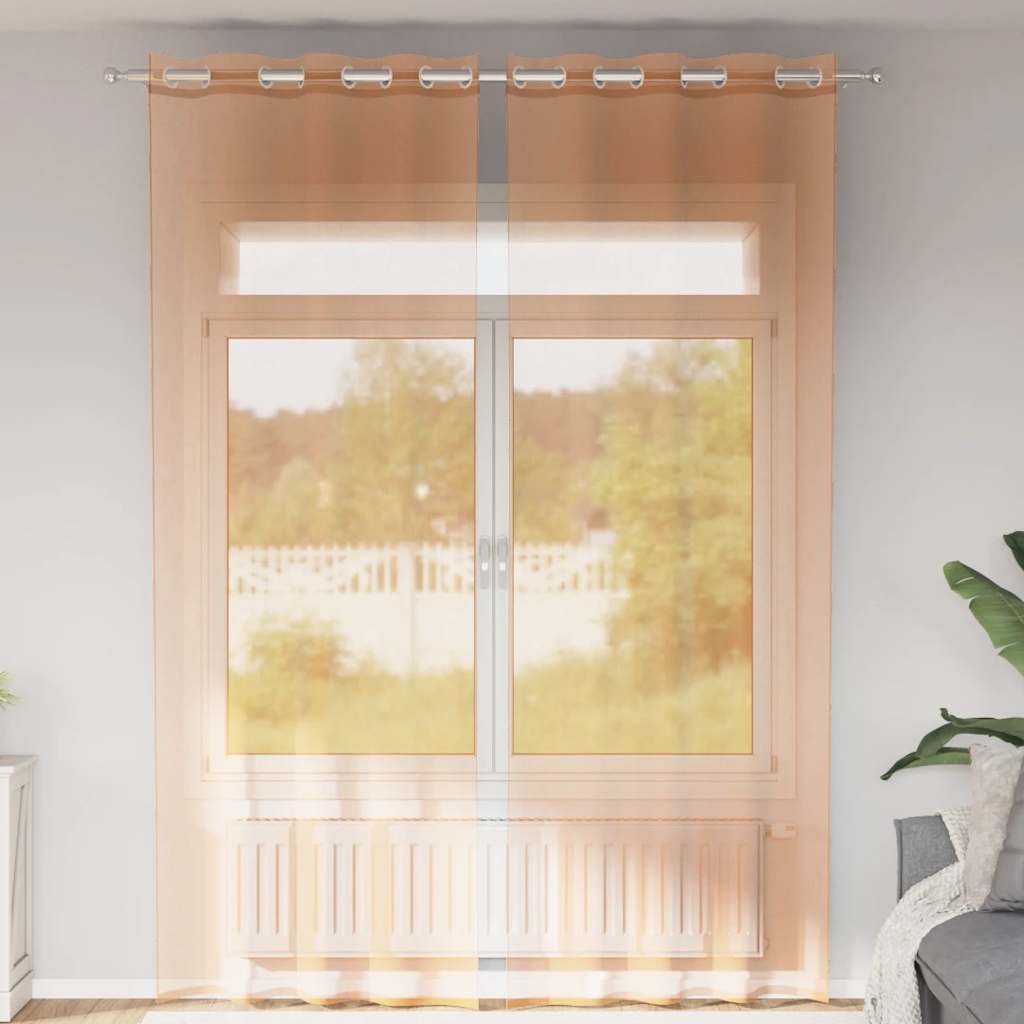 Voile Vorhänge mit Ösen 2 Stk. Apfelgrün 140x140 cm