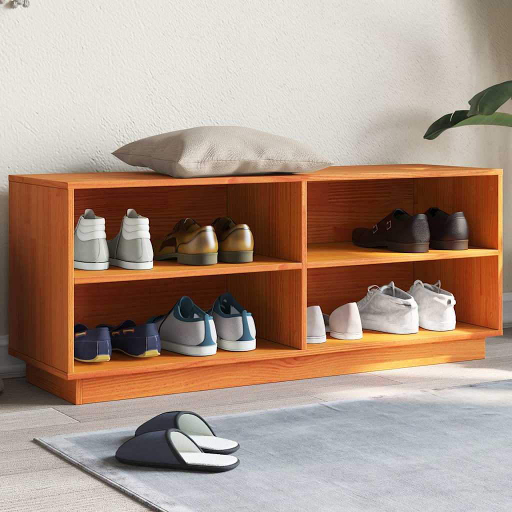 Schuhregal 110x34x45 cm Massivholz Kiefer
