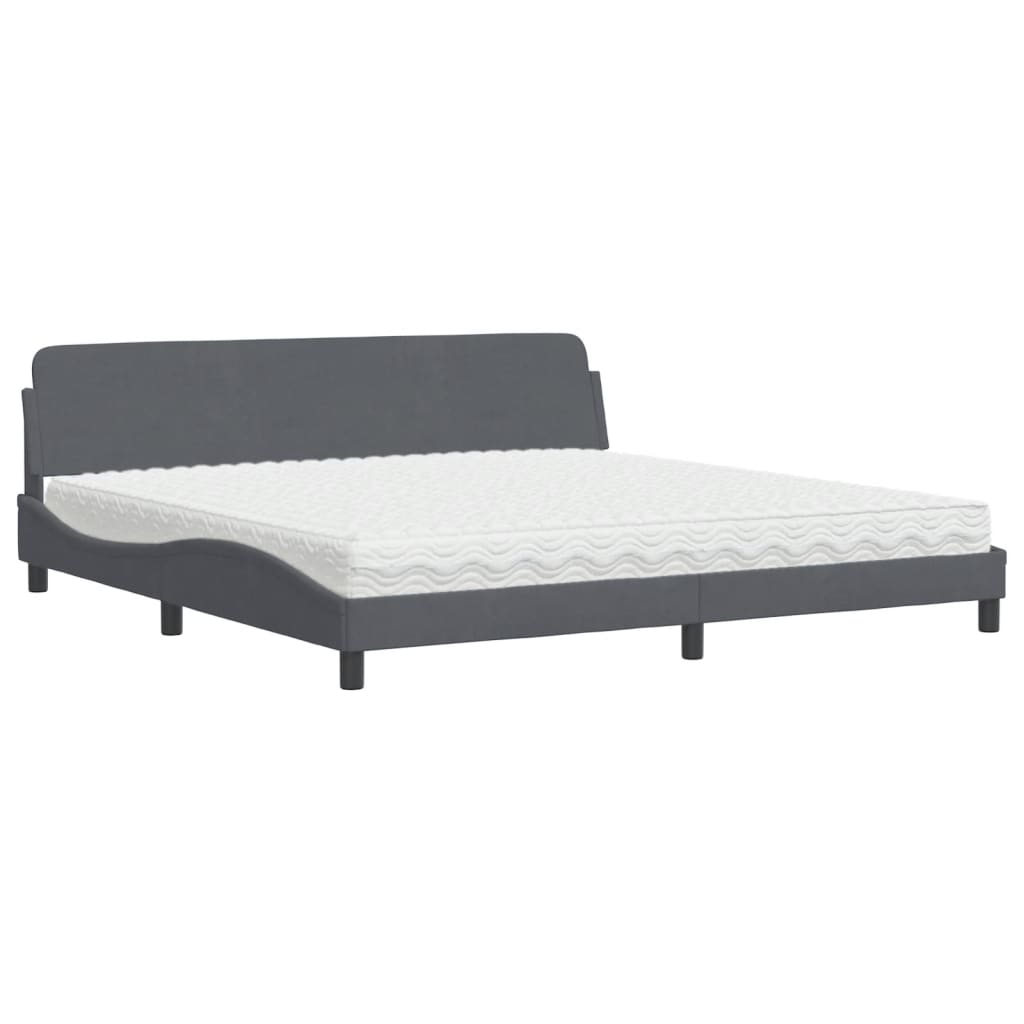 Bett mit Matratze "Dover" Hellgrau 80x200 cm Samt
