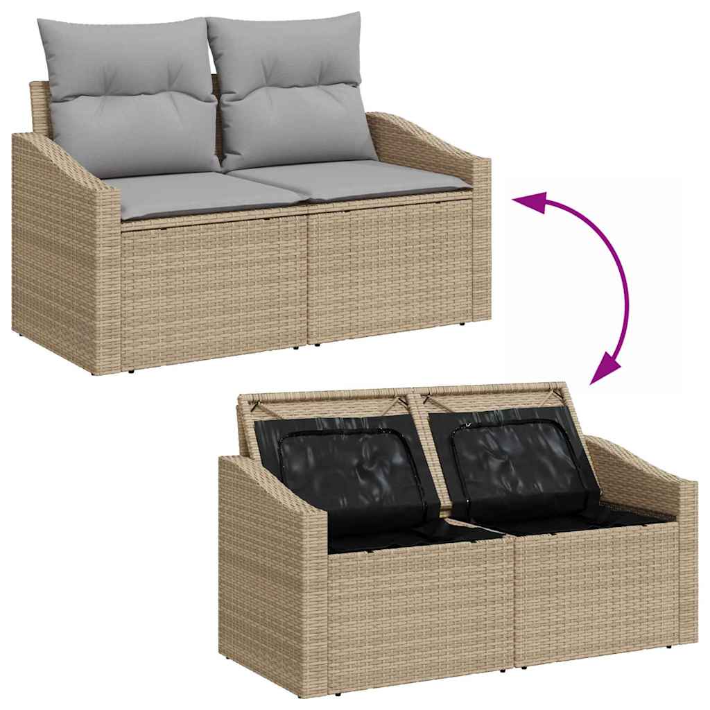 Garten Essgruppe mit Kissen 6 pcs Schwarz und Creme