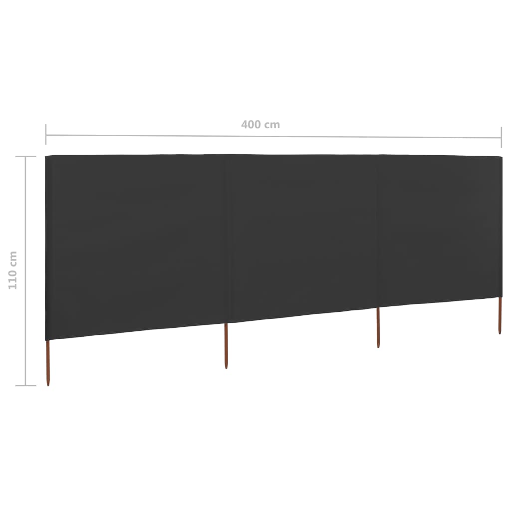3-teiliges Windschutzgewebe 400 x 120 cm Weiß