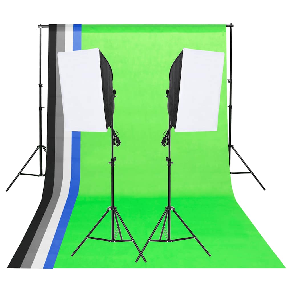Fotostudio-Set 5 farbige Hintergründe & 2 Softboxen