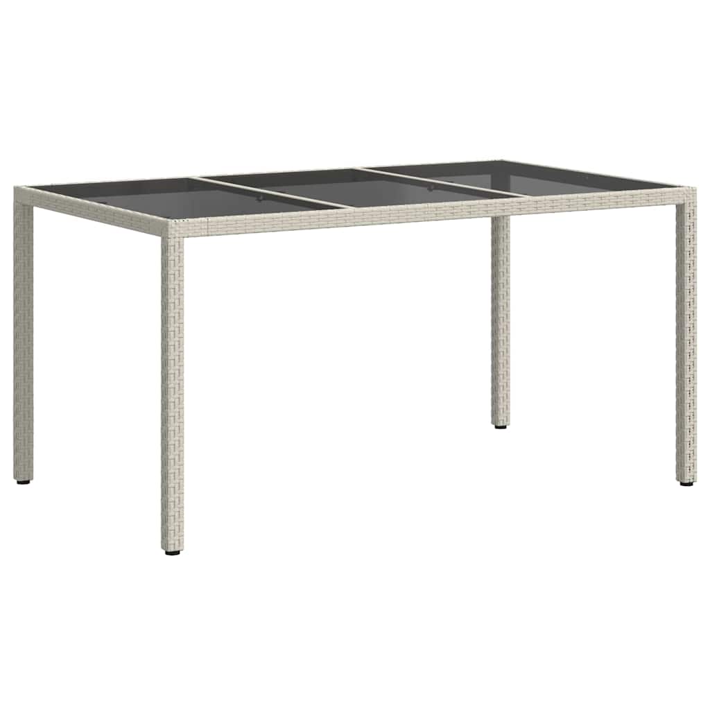Gartentisch 150x90x75 cm Hartglas und Poly Rattan Grau