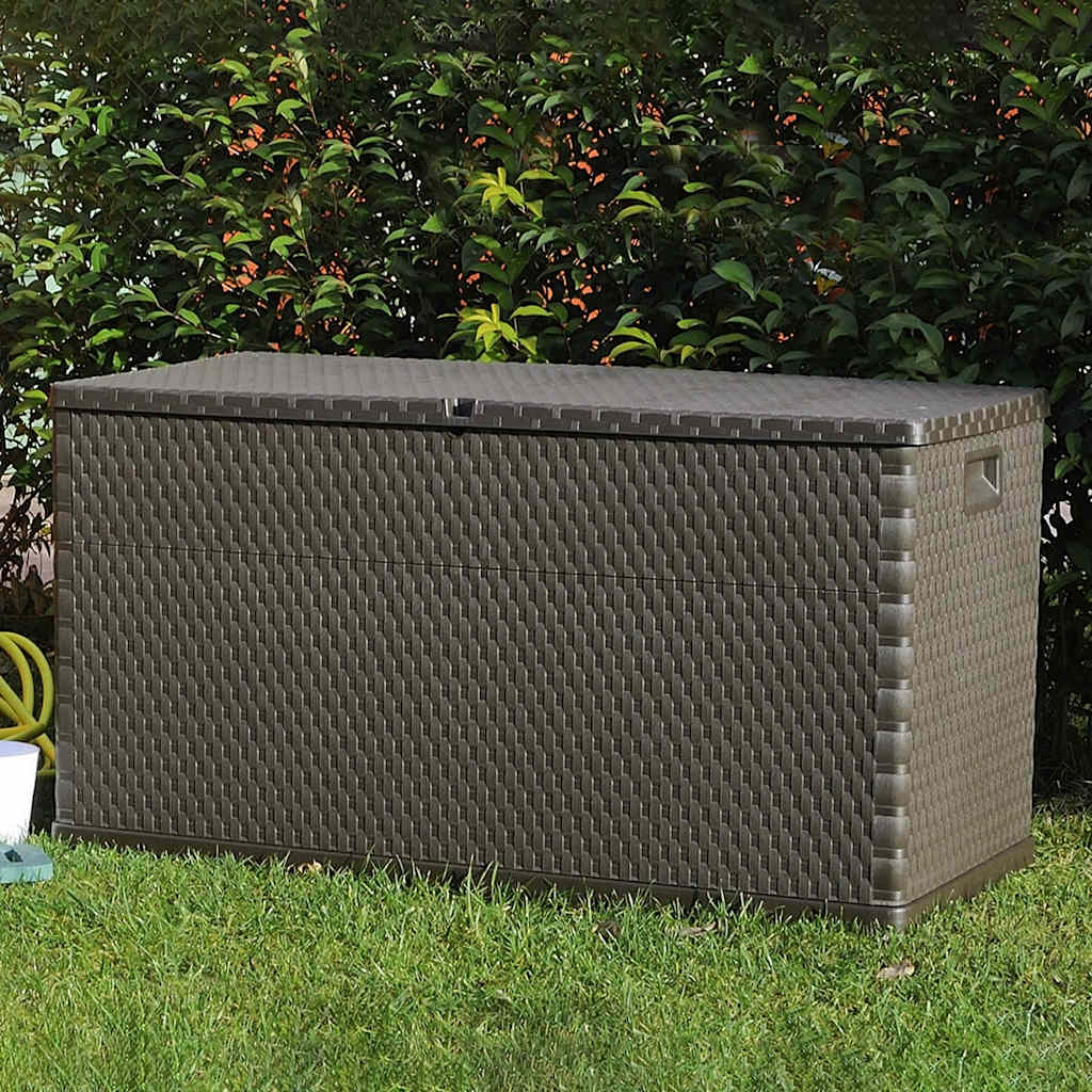 Garten-Aufbewahrungsbox Braun 120x56x63 cm PP Rattan