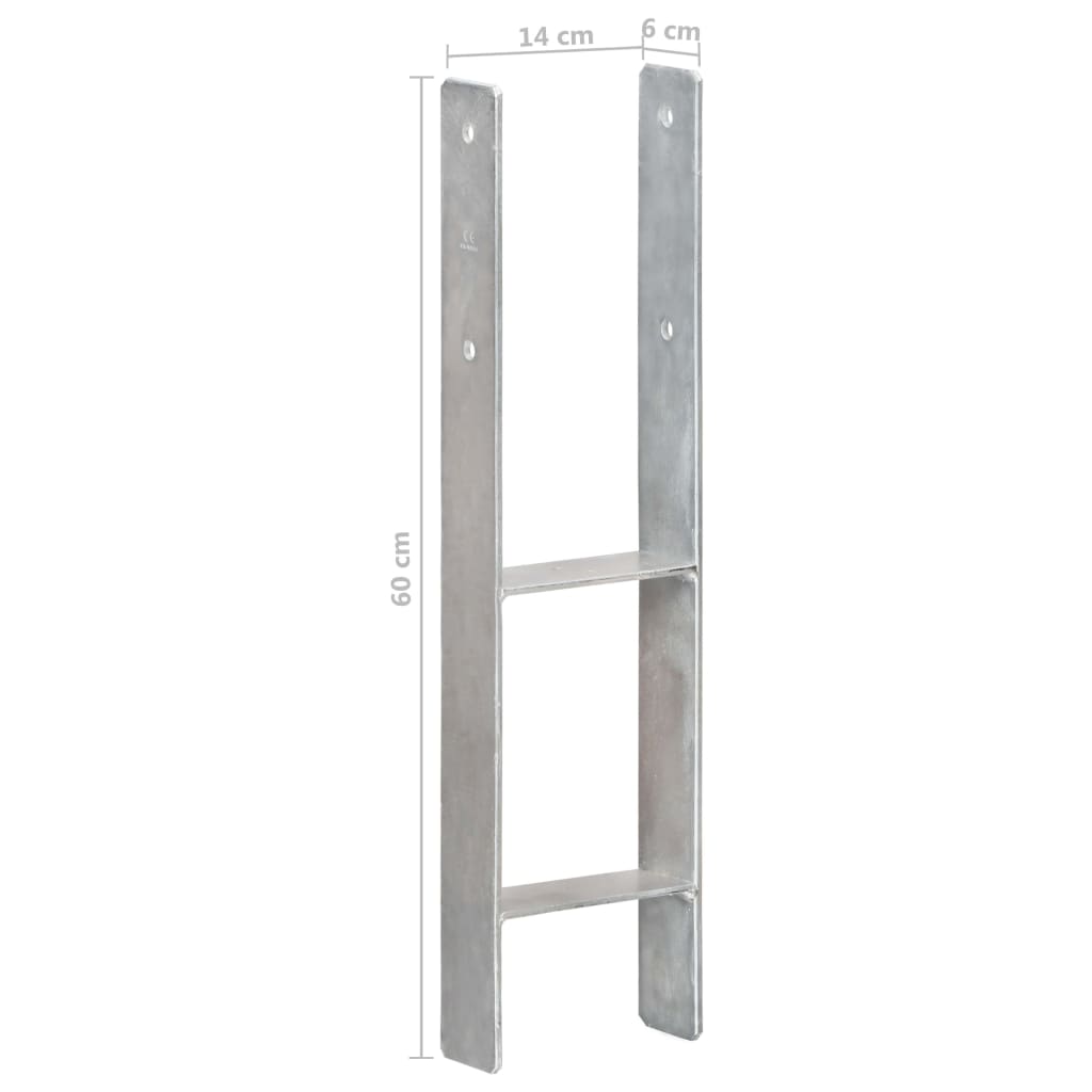 Pfostenträger 6 Stk. Silbern 7×6×60 cm Verzinkter Stahl