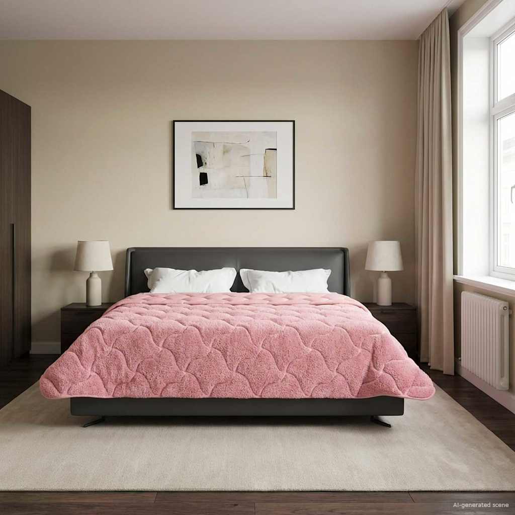 Sommerdecke Anthrazit 135 x 200 cm Mikrofaser und Teddy-Fleece
