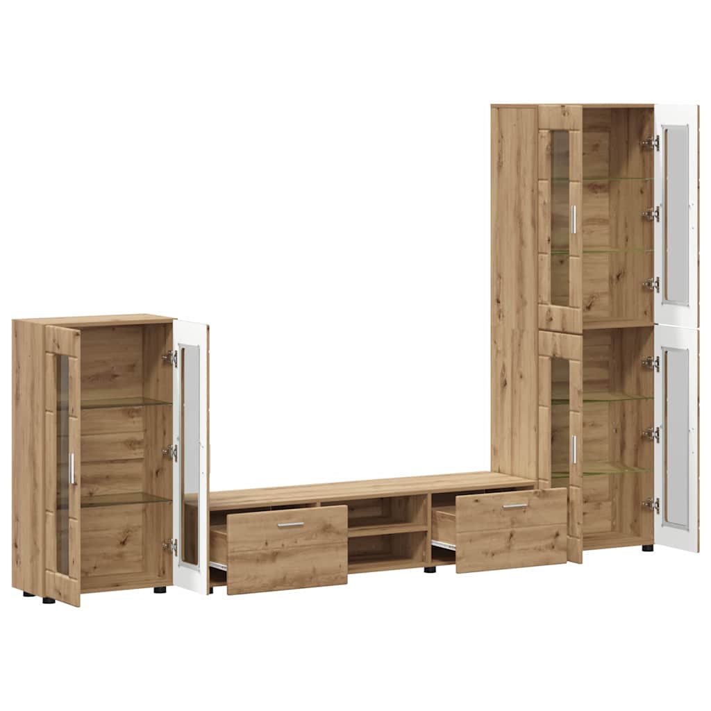 Highboard mit Regal FLORIN Weiß 60 x 35 x 182 cm Holzwerkstoff