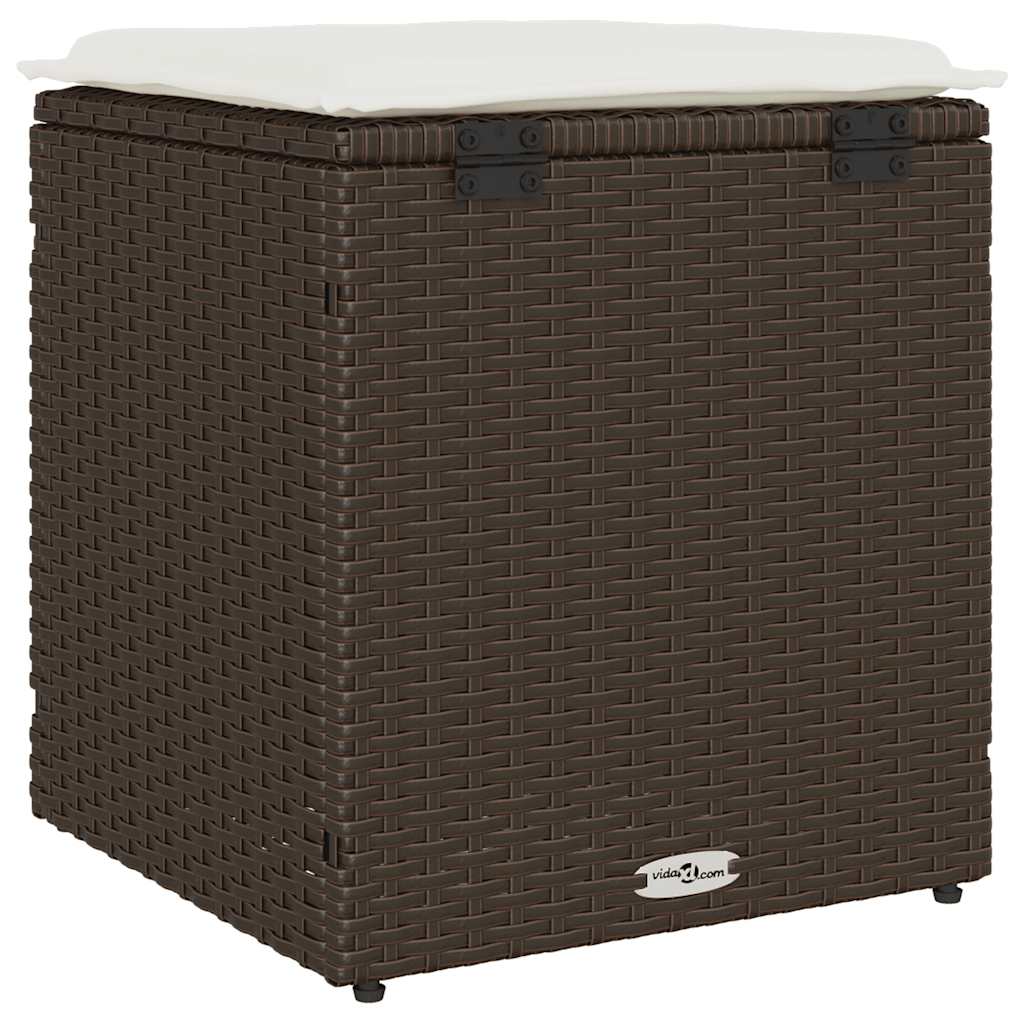Gartenhocker mit Kissen 2 Stk. Schwarz 40x40x43 cm Poly Rattan
