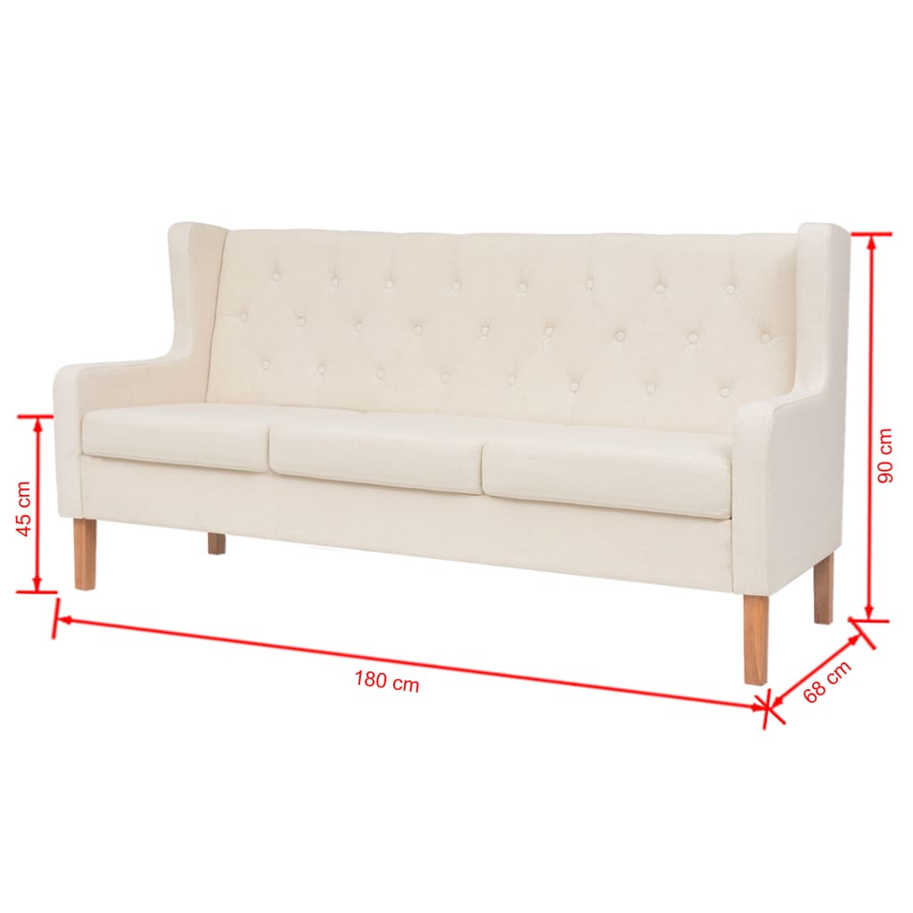 2-Sitzer Sofa Stoff Cremeweiß