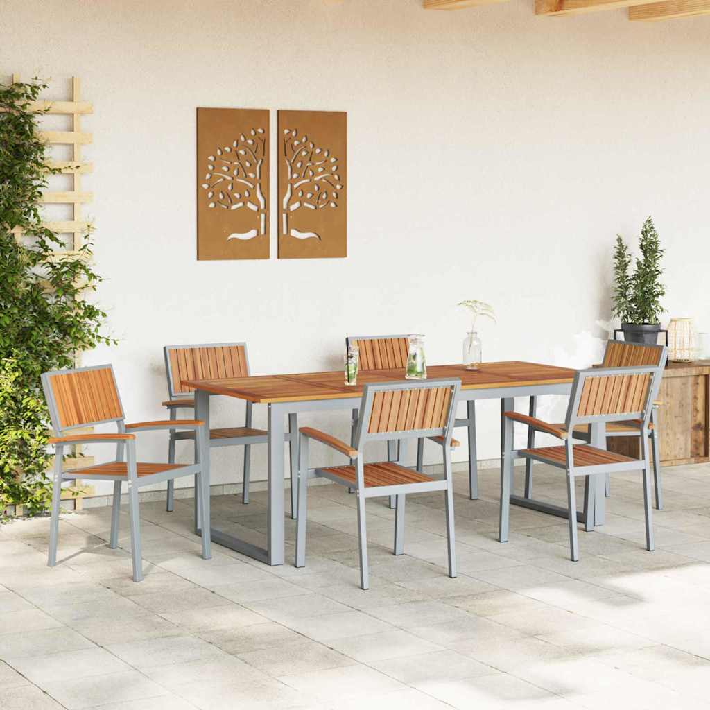 Garten Essgruppe 5 pcs Grau Massivholz Akazie