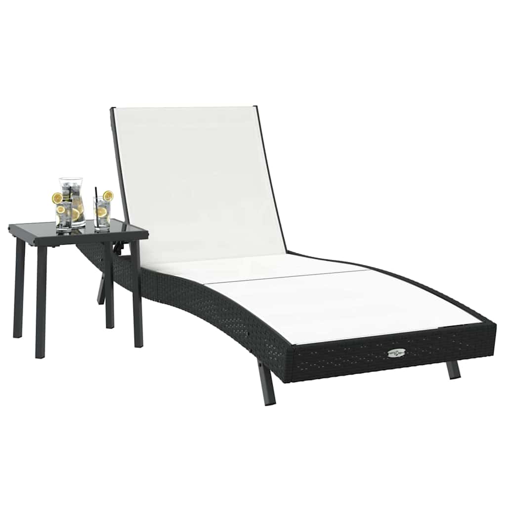 Sonnenliege 2 pcs Schwarz und Braun Poly-Rattan