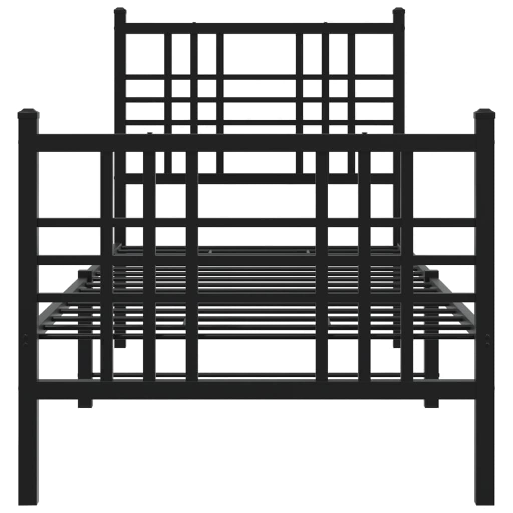 Bettgestell mit Kopf- und Fußteil Metall Schwarz 90x200 cm