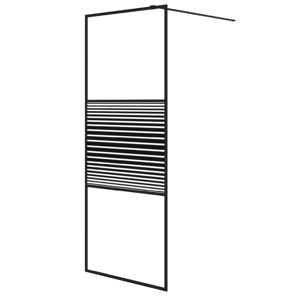 Duschwand für Begehbare Dusche Schwarz 100x195 cm ESG-Glas Klar