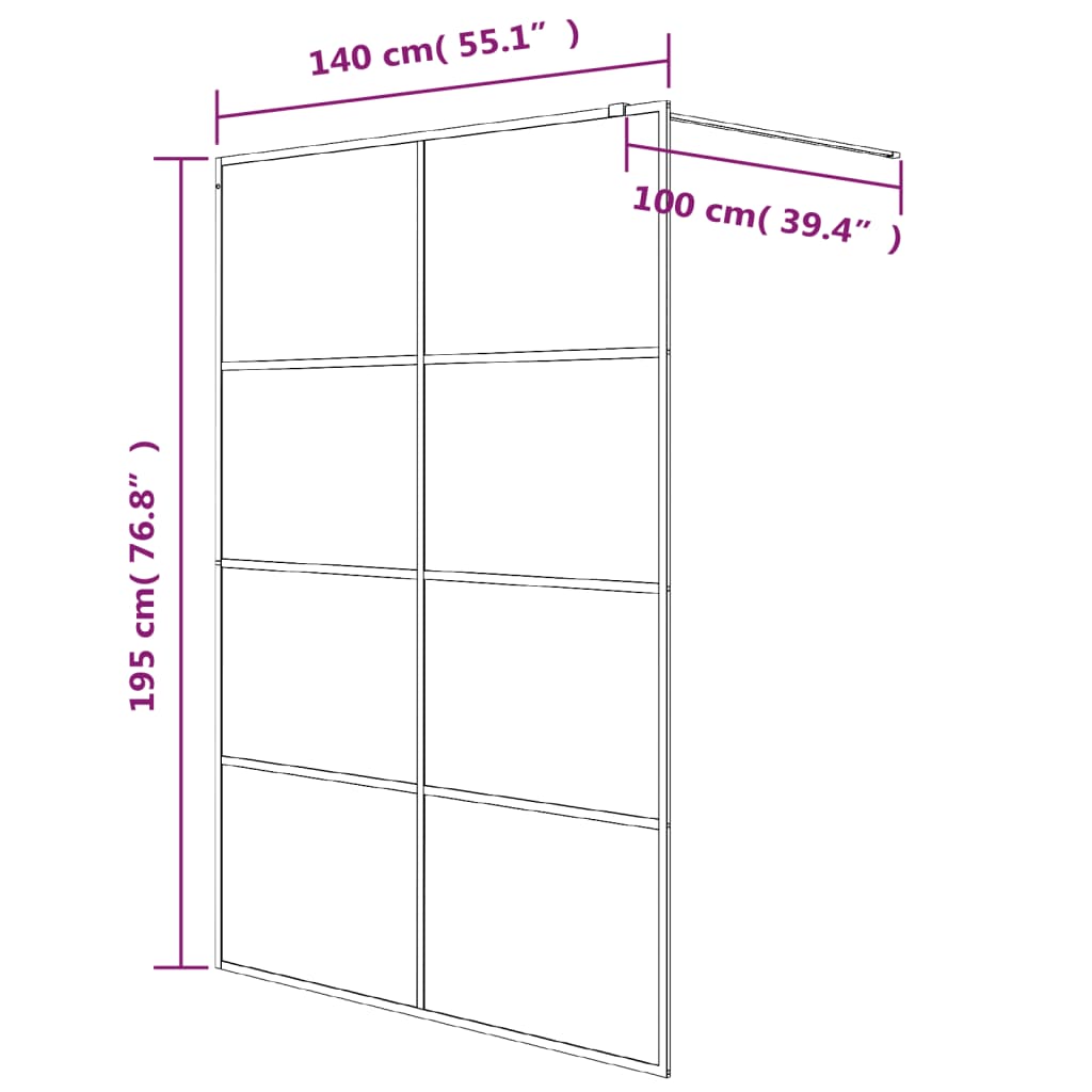 Duschwand für Begehbare Dusche mit Klarem ESG Glas 80x195 cm
