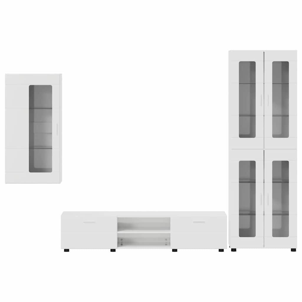 Highboard mit Regal FLORIN Weiß 60 x 35 x 182 cm Holzwerkstoff