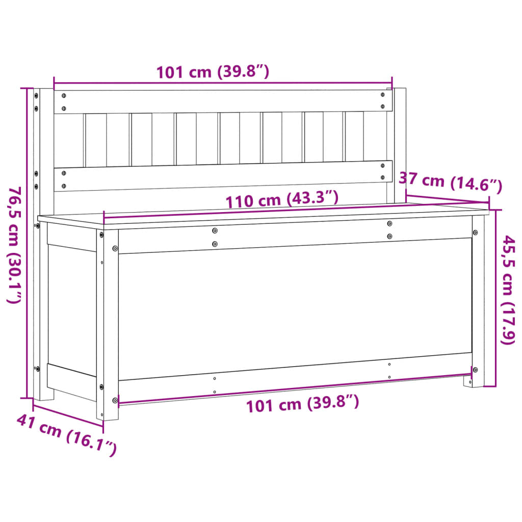 Sitzbank 80x41x77 cm Massivholz Kiefer