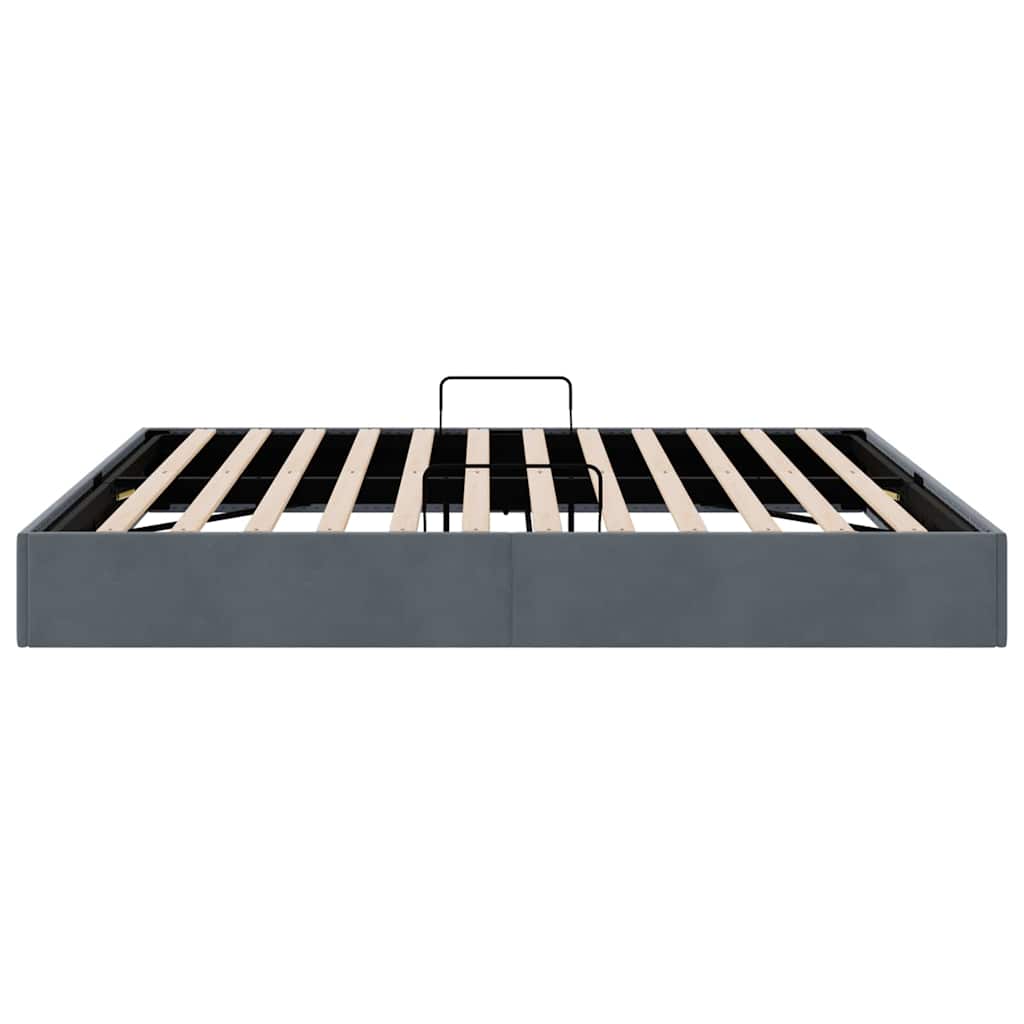 Aufbewahrungsbett mit Matratze Dunkelgrau 100 x 190 cm Samt