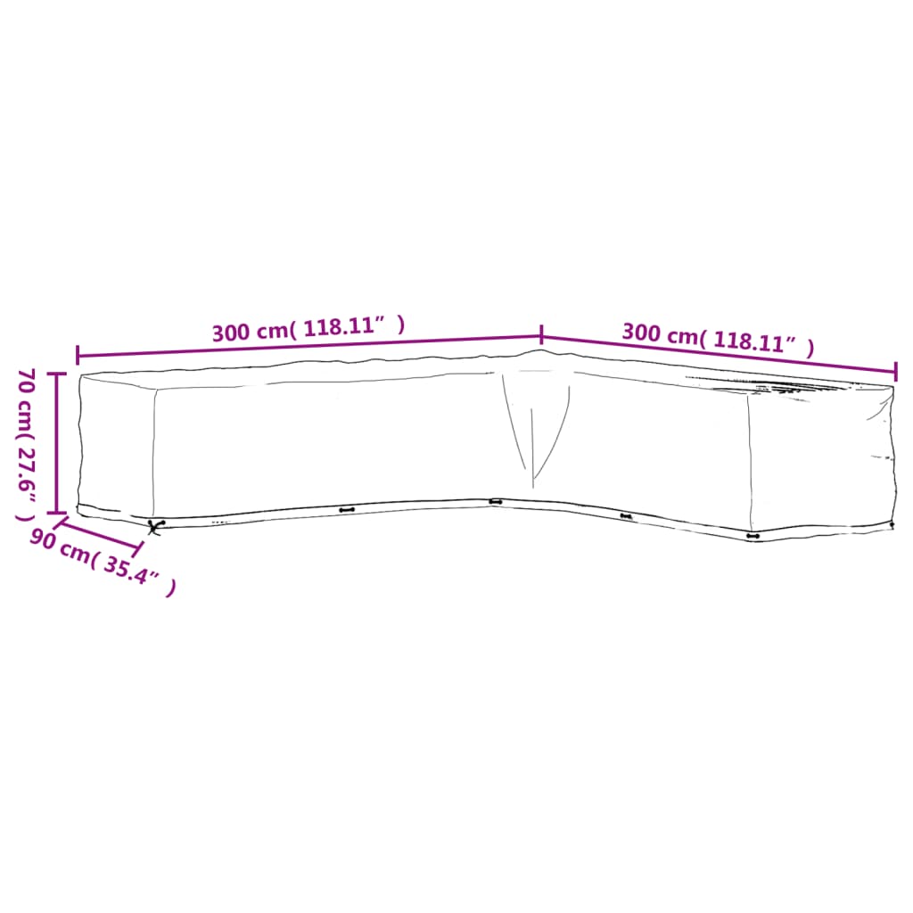 Gartenmöbel-Abdeckungen 2 Stk. L-Form 12 Ösen 250x250x90 cm