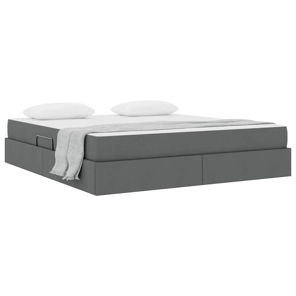 Aufbewahrungsbett mit Matratze Hellgrau 90 x 190 cm Polyester