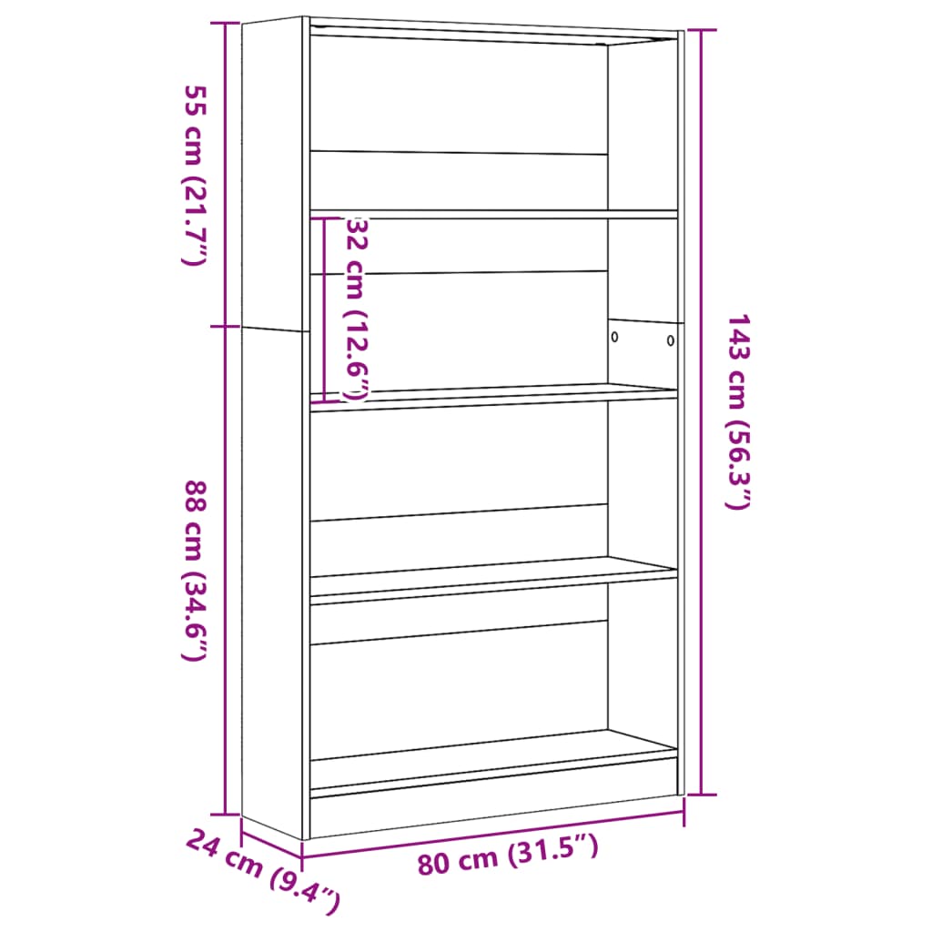 Bücherregal Weiß 40x24x75 cm Holzwerkstoff