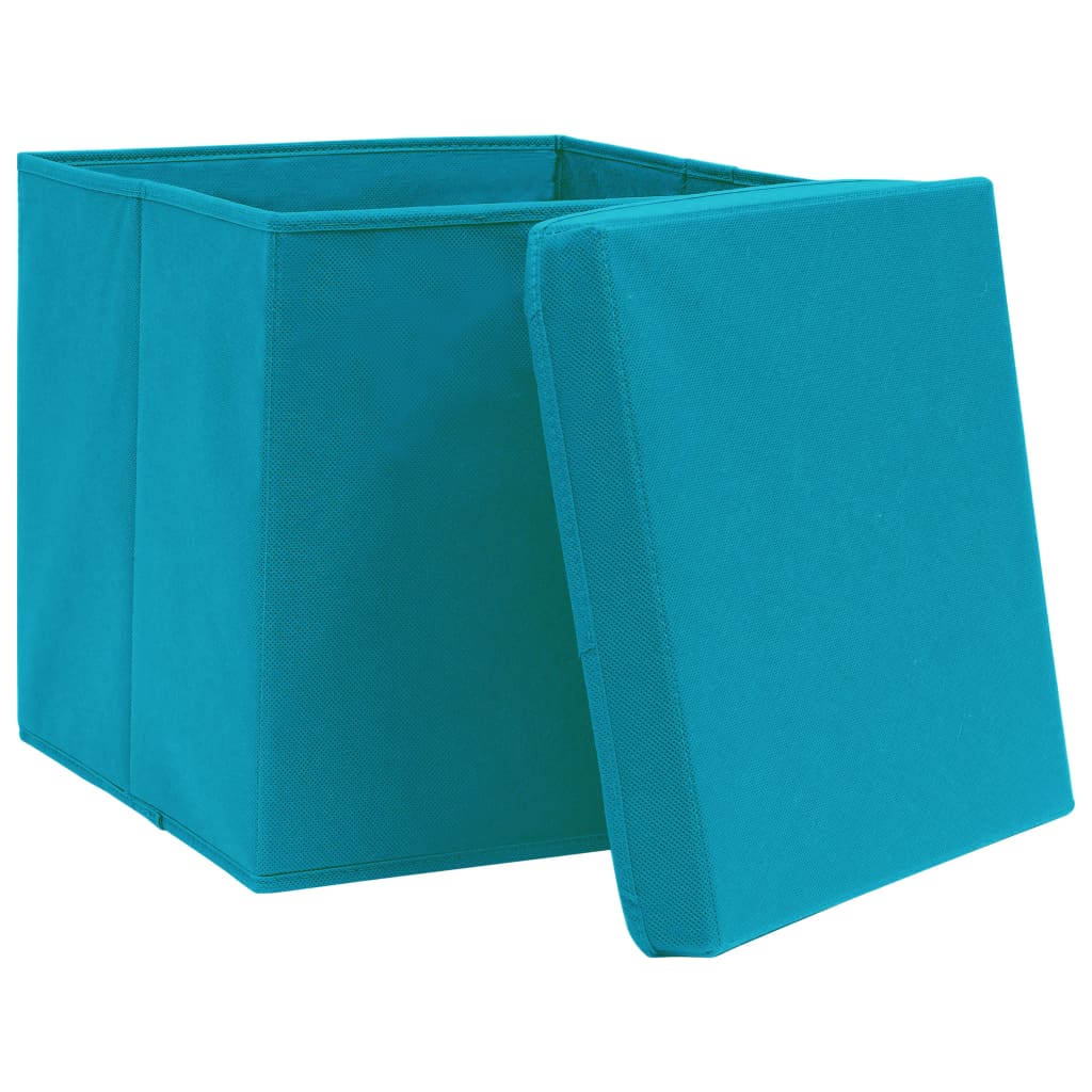 Aufbewahrungsboxen mit Deckeln 10 Stk. 28x28x28 cm Schwarz