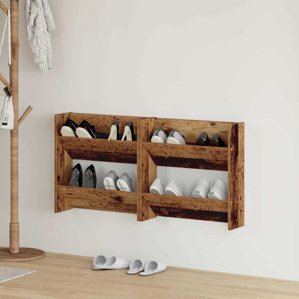 Wand-Schuhschränke 4 Stk. Weiß 60x18x60 cm Holzwerkstoff