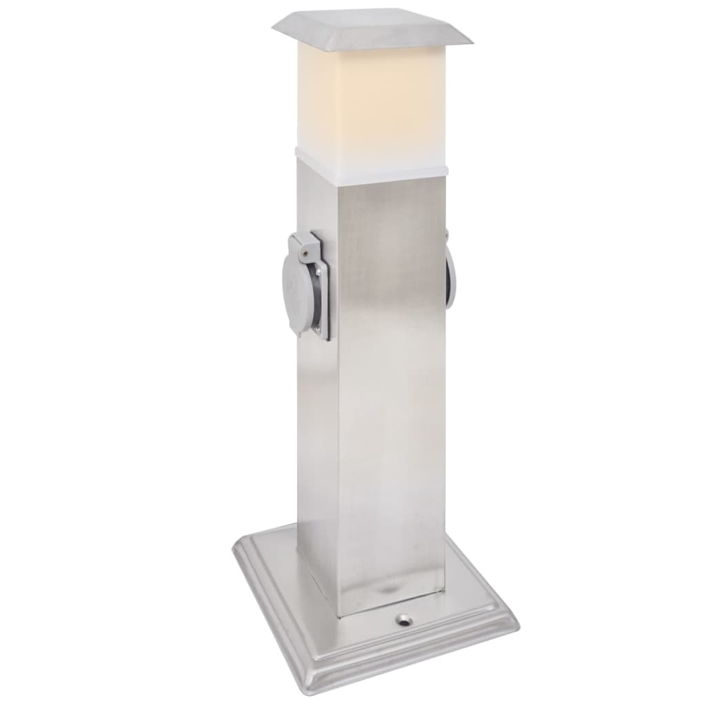 Außensteckdose mit Lampe und Erdspieß 2-fach 16x16x39,5cm