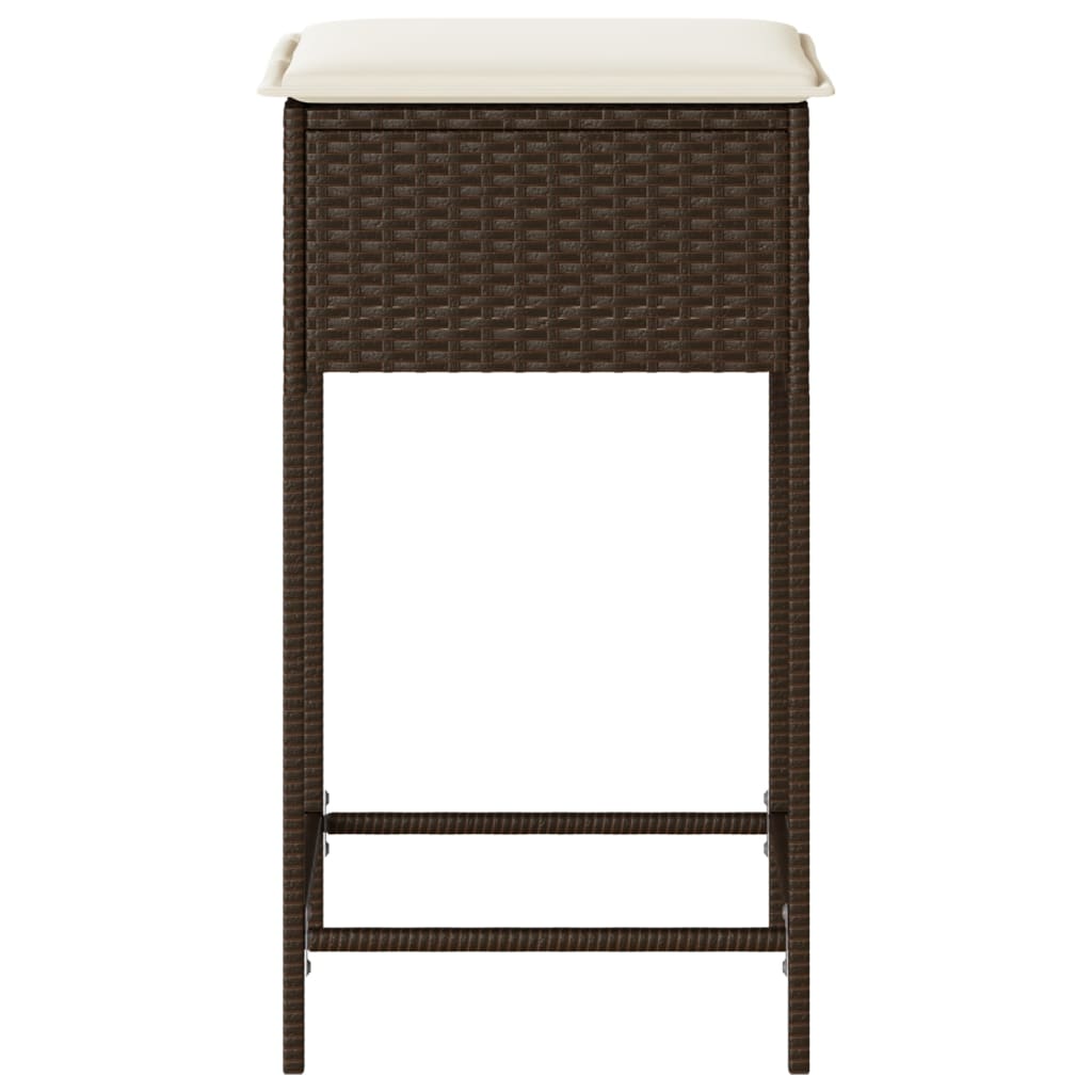 Garten-Barhocker mit Kissen 2 Stk. Schwarz Poly Rattan