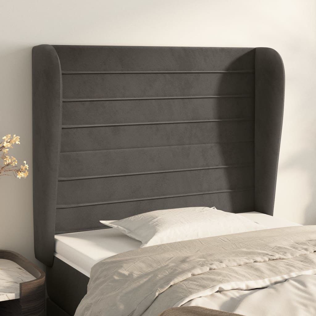 Kopfteil mit Ohren Dunkelblau 203x23x118/128 cm Samt